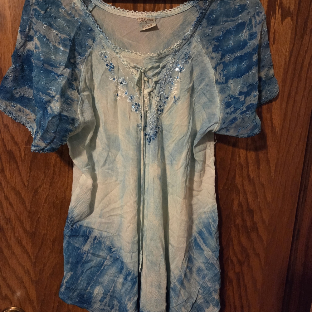 Advance Apparels Blue Tie-Dye Blouse